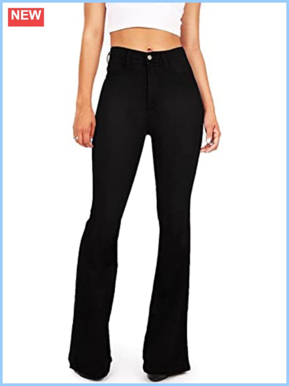High Waisted Bell Bottom Flare Jeans Stretchy Ripped Denim